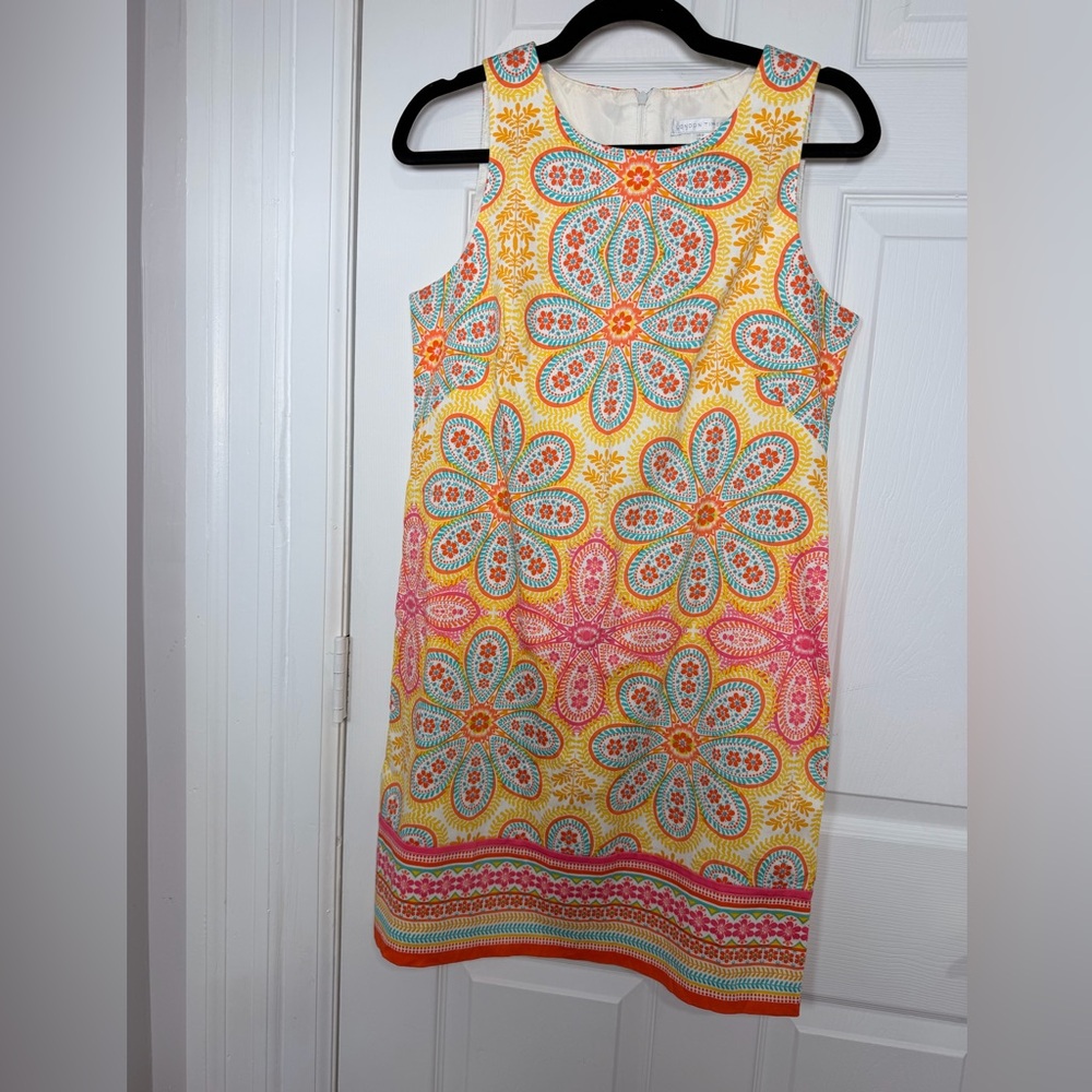 London Times Women's Bright Colors STRETCH Sleeveless Sheath Zipper Dress Size 8
